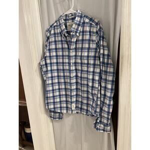 Abercrombie And Fitch Blue Plaid Long Sleeve Button Up Muscle Shirt Sz Xl